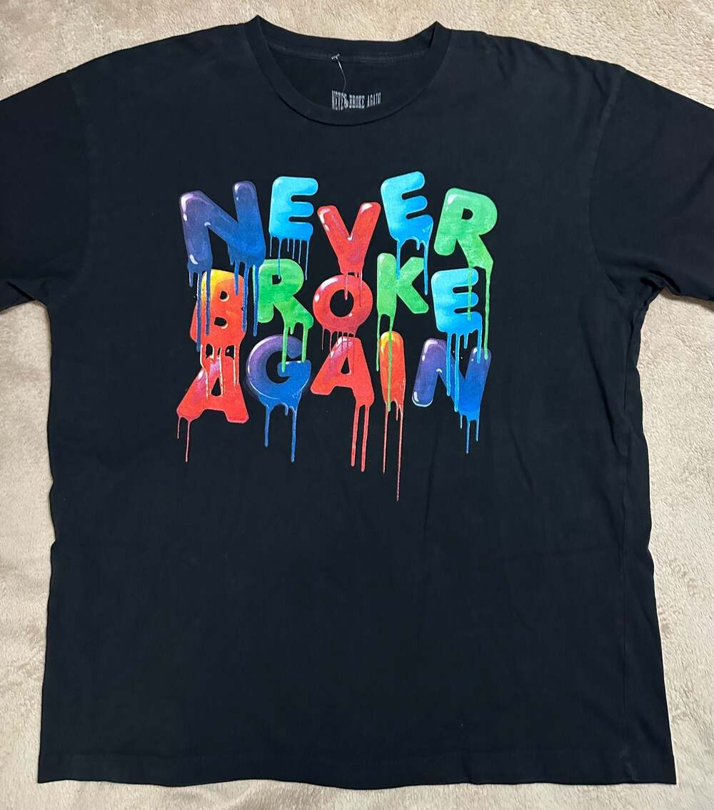 Never Broke Again Dripping Logo Graphic T-Shirt Size XL